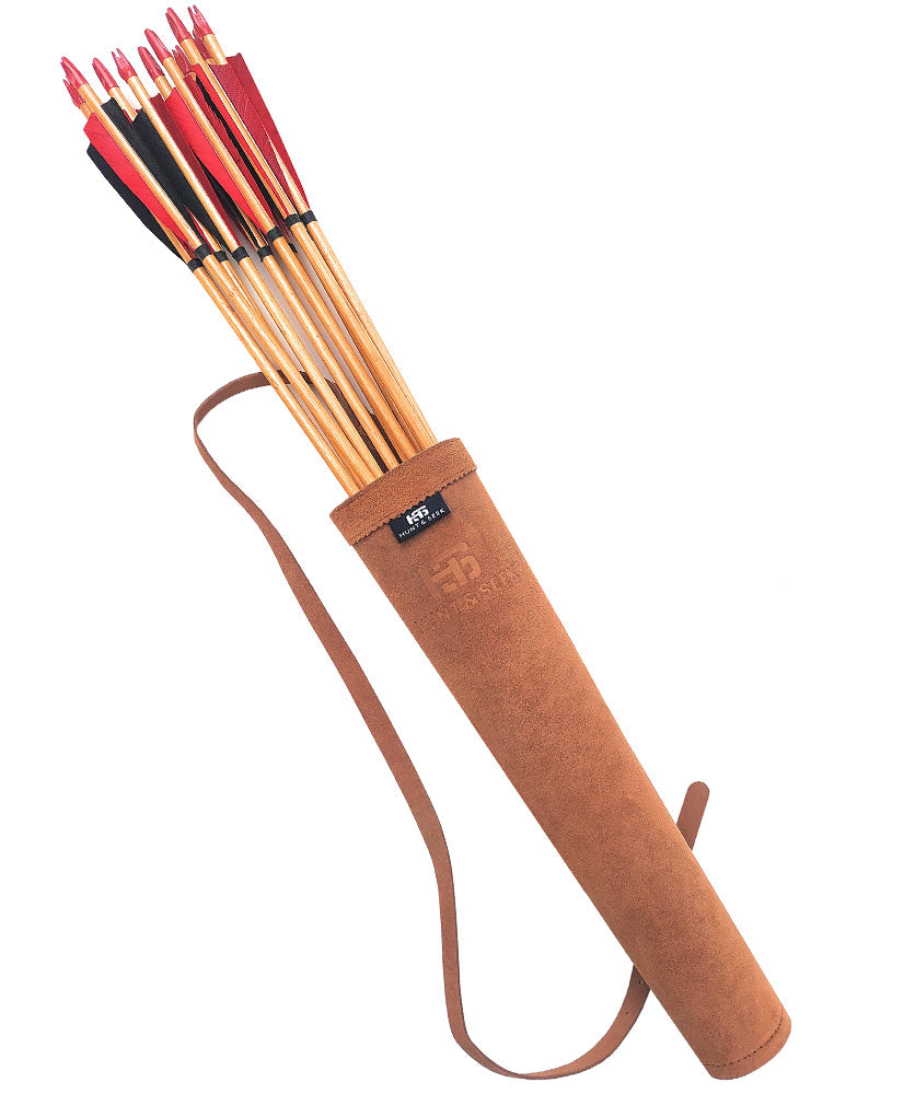 17-inches Cow Suede Leather Back/Shoulder Arrow Quiver