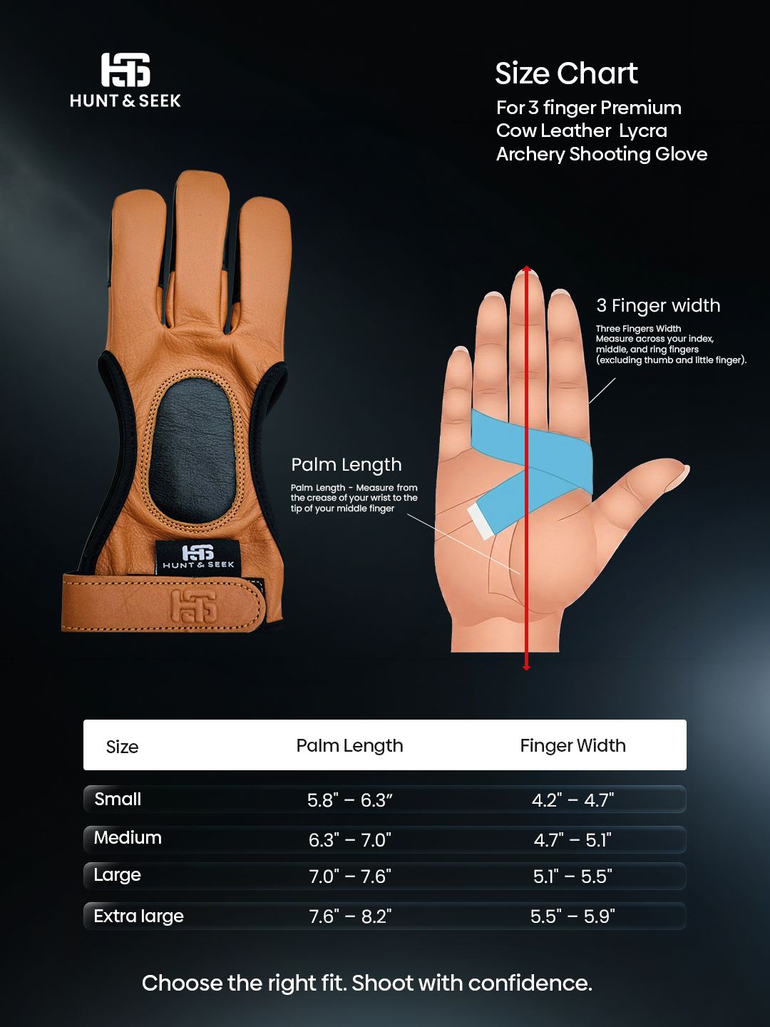 Three-Finger Cow Leather Shooting Glove for Recurve & Compound Bow