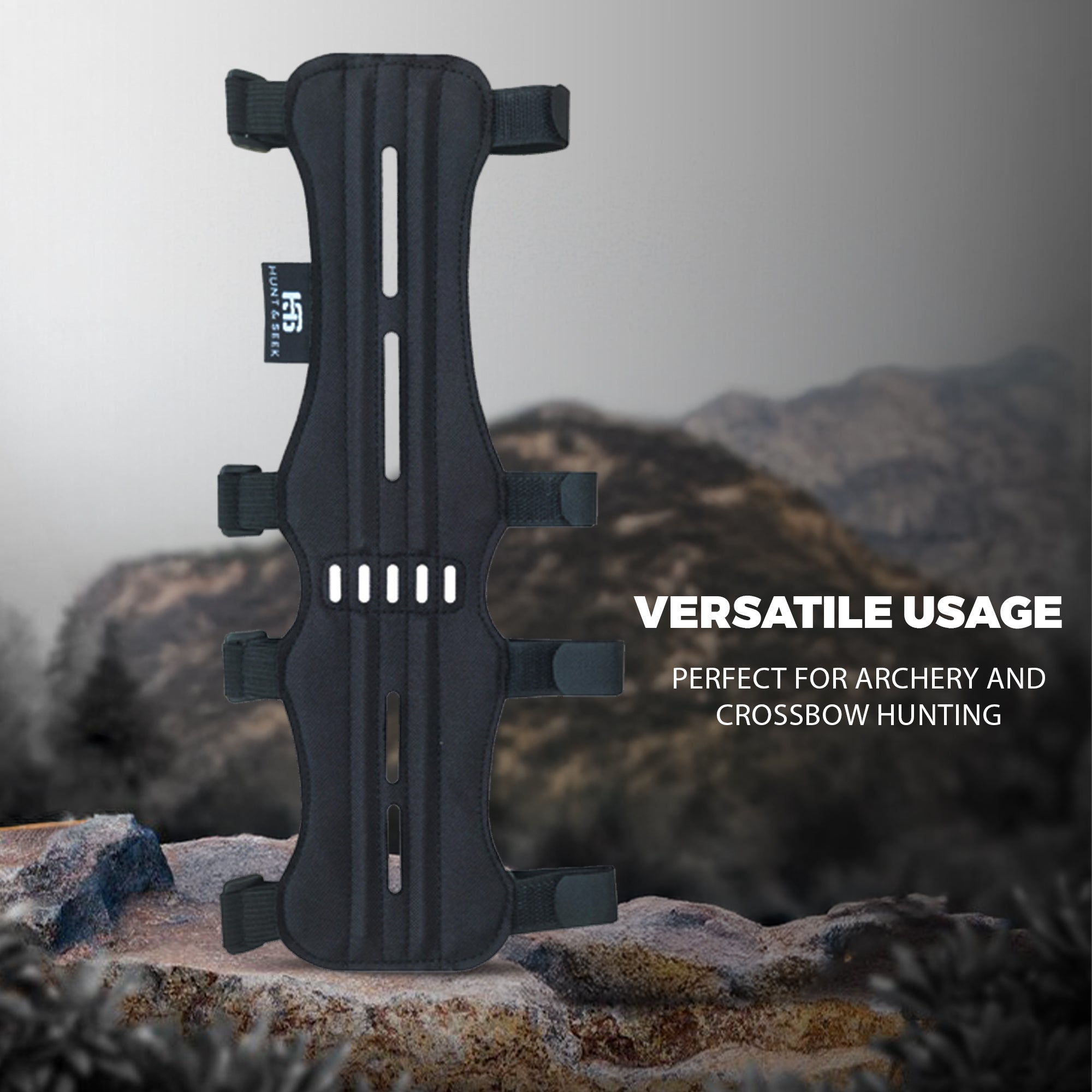 Fabric Archery Arm Guard With 4 Hook-and-Loop Adjustable Straps and Suede Leather Backing