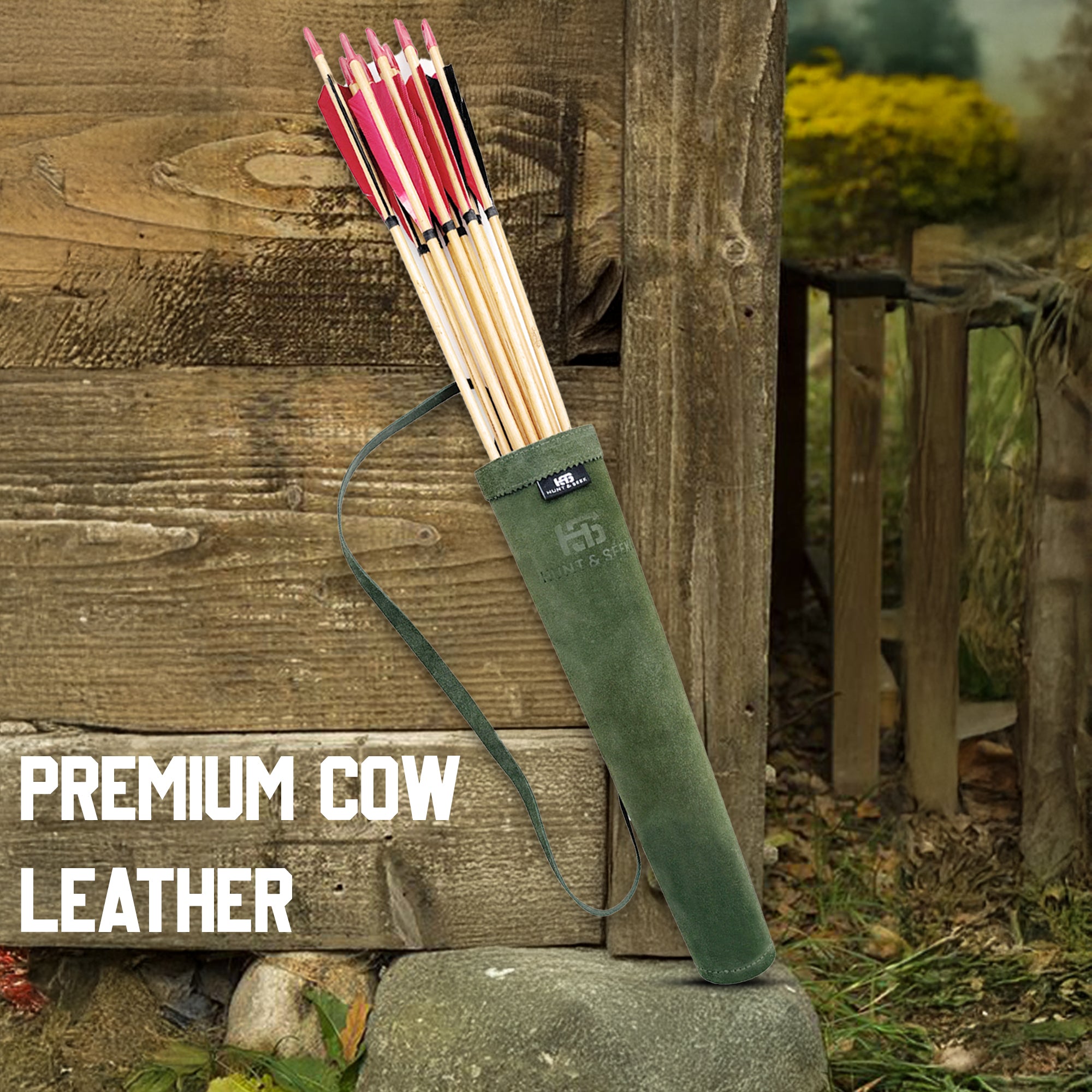 17-inches Cow Suede Leather Back/Shoulder Arrow Quiver