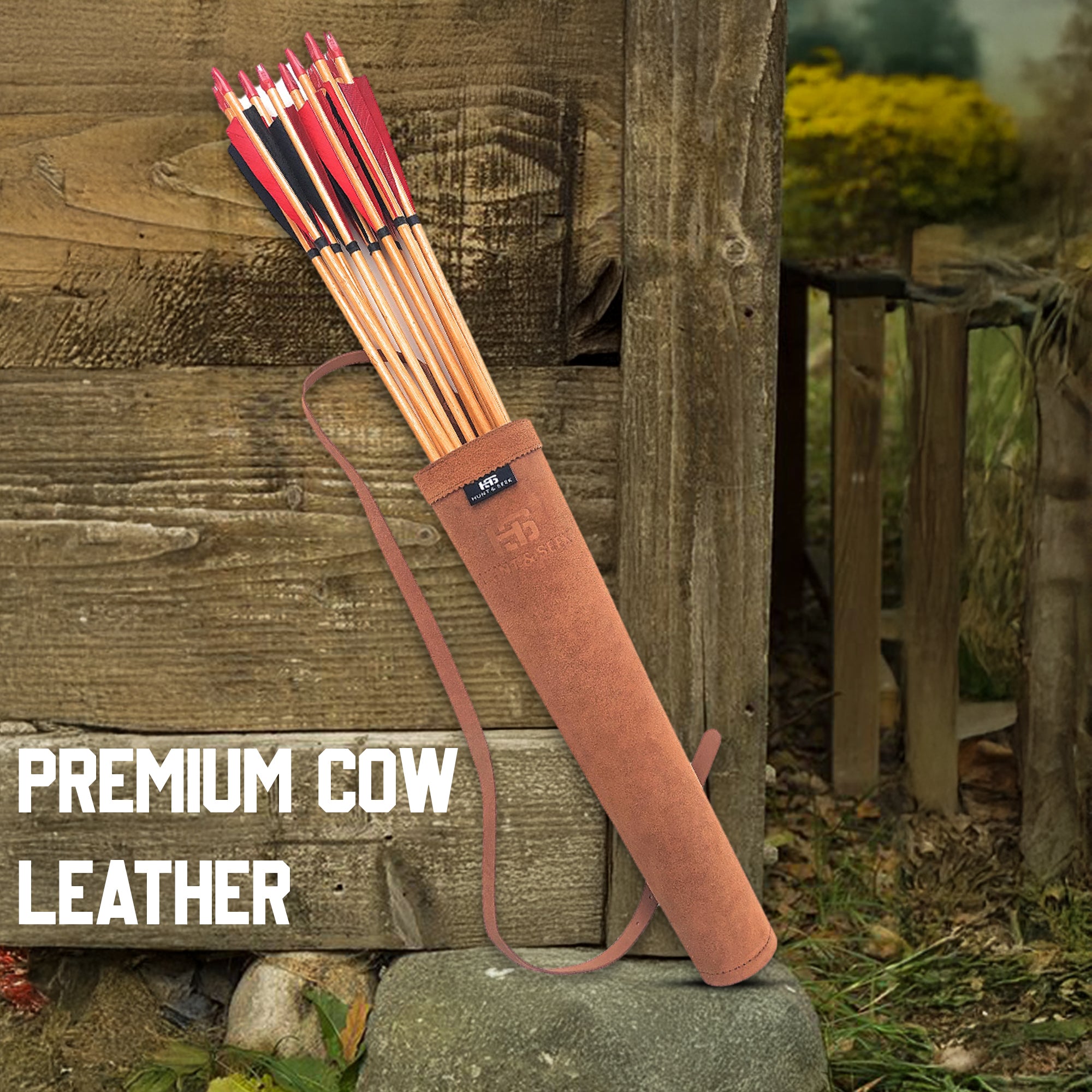 17-inches Cow Suede Leather Back/Shoulder Arrow Quiver