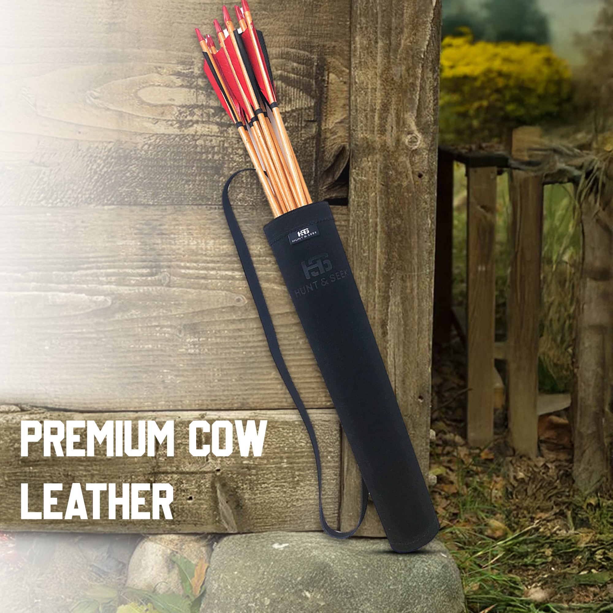 17-inches Cow Suede Leather Back/Shoulder Arrow Quiver