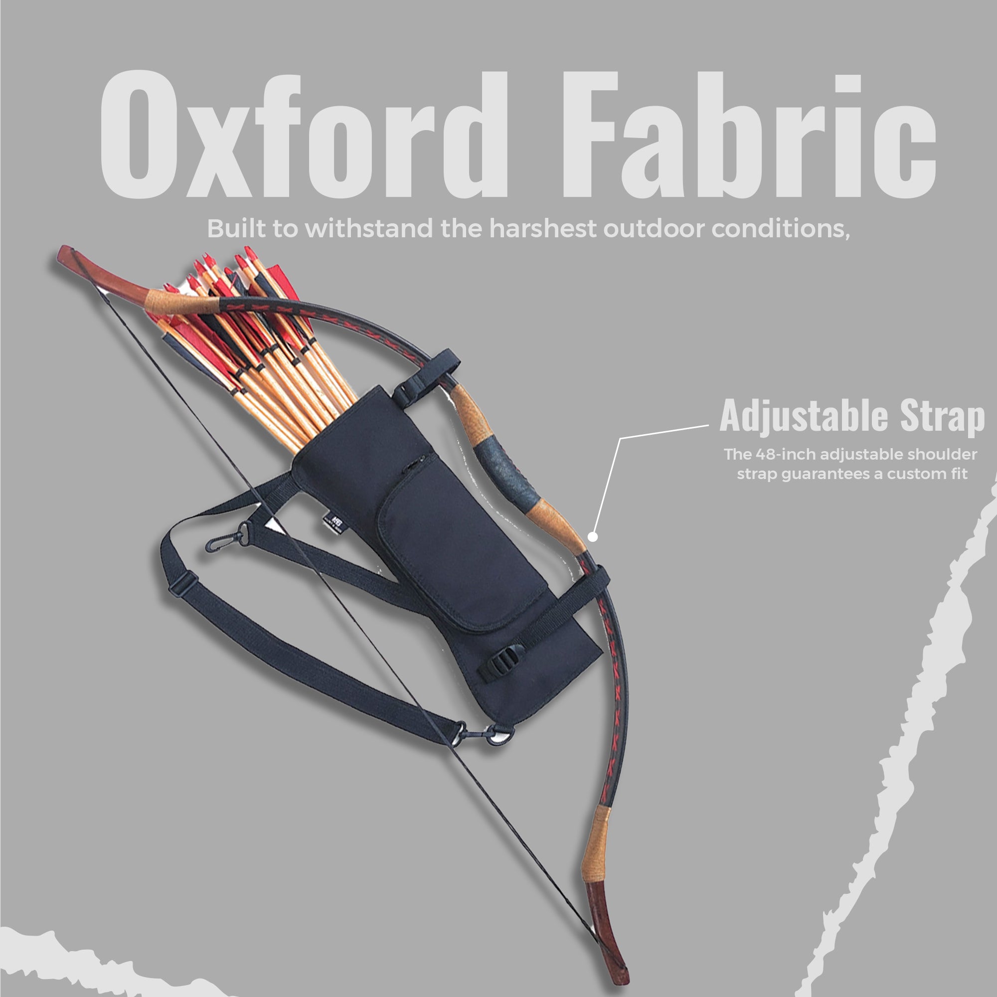 Oxford Fabric Shoulder or Side/Hip Arrow Quiver with Accessory Pocket