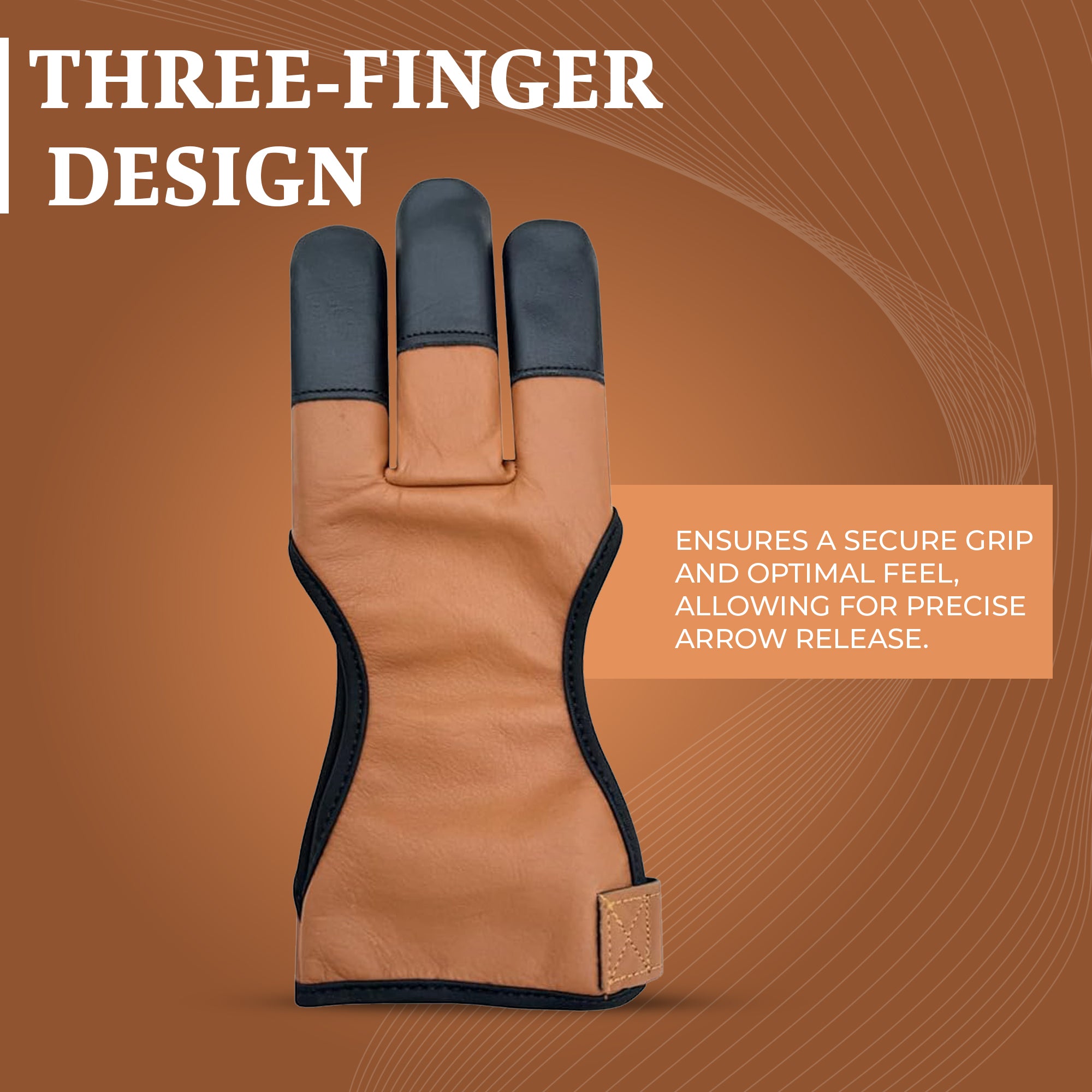 Three-Finger Cow Leather Shooting Glove for Recurve & Compound Bow