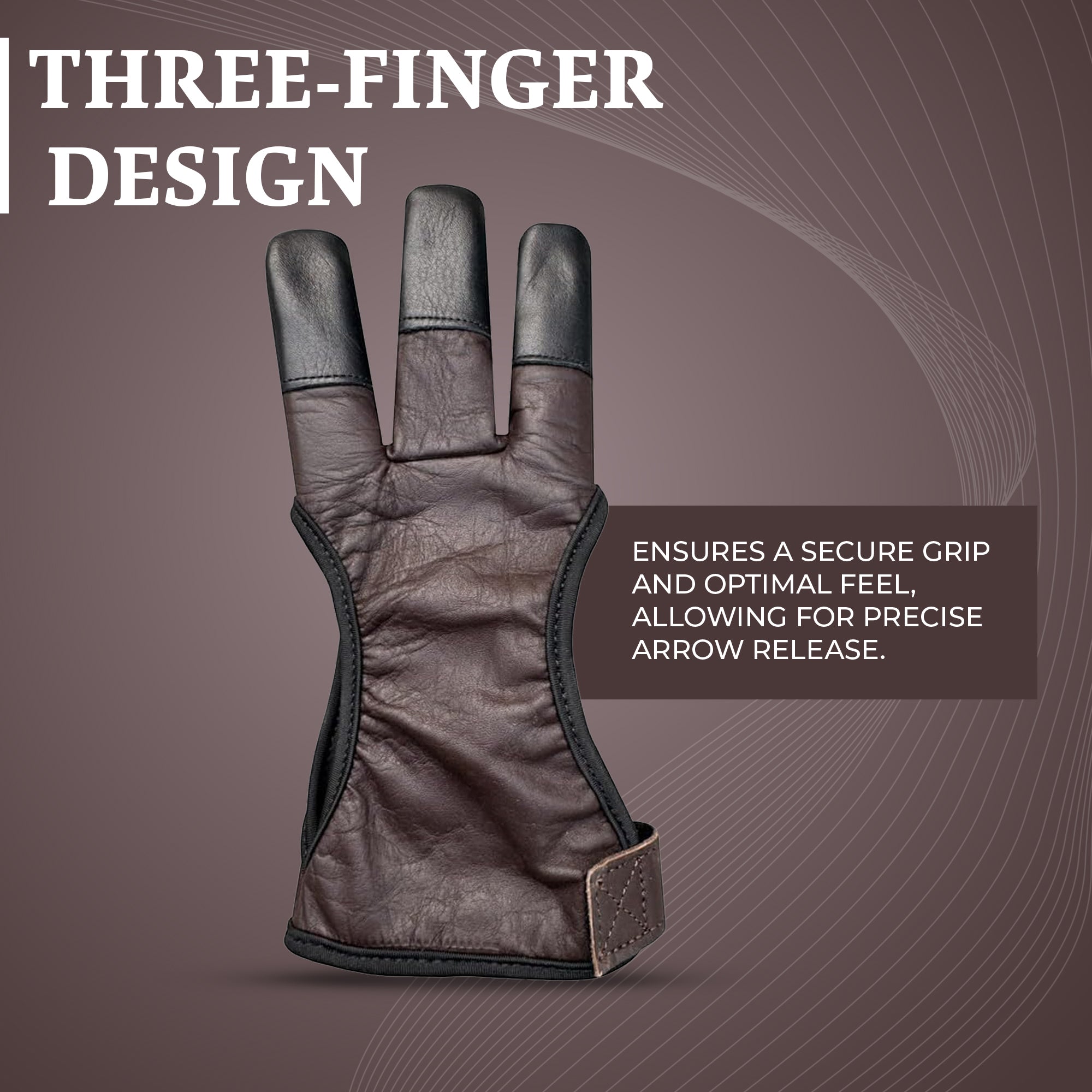 Three-Finger Cow Leather Shooting Glove for Recurve & Compound Bow