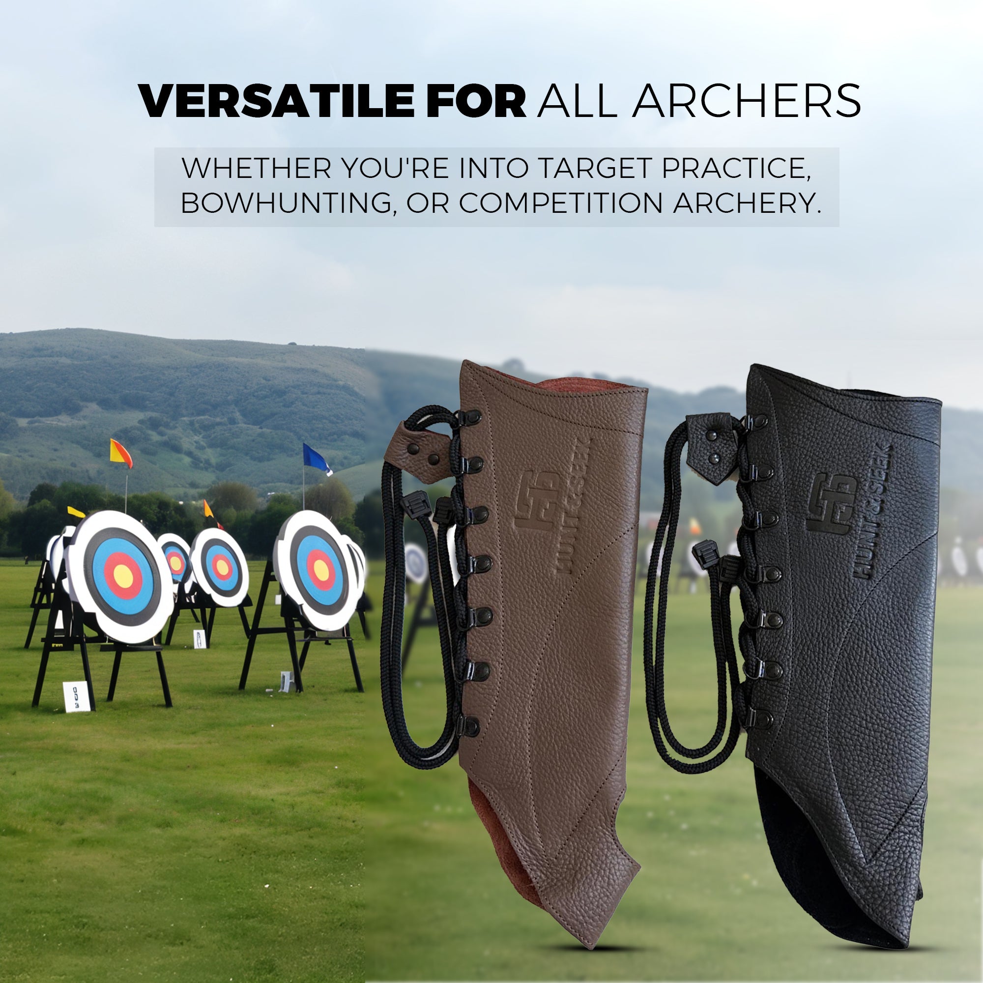 Premium Cow Leather Archery Arm Guards Bow Hand Gloves – Lace-Up Design for Comfort & Protection