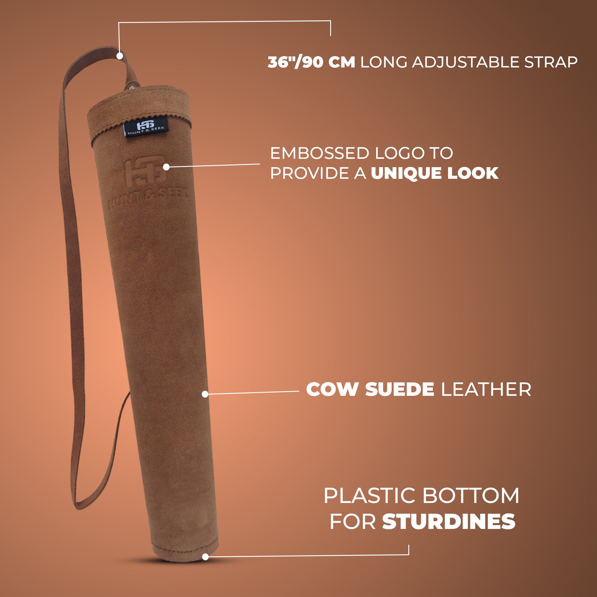 17-inches Cow Suede Leather Back/Shoulder Arrow Quiver