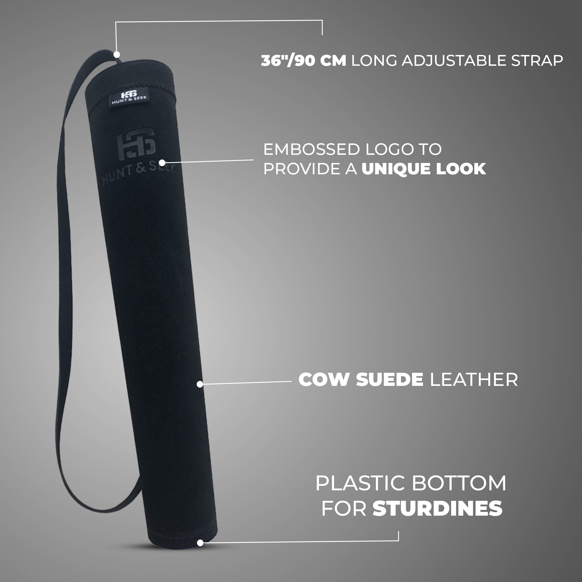 17-inches Cow Suede Leather Back/Shoulder Arrow Quiver