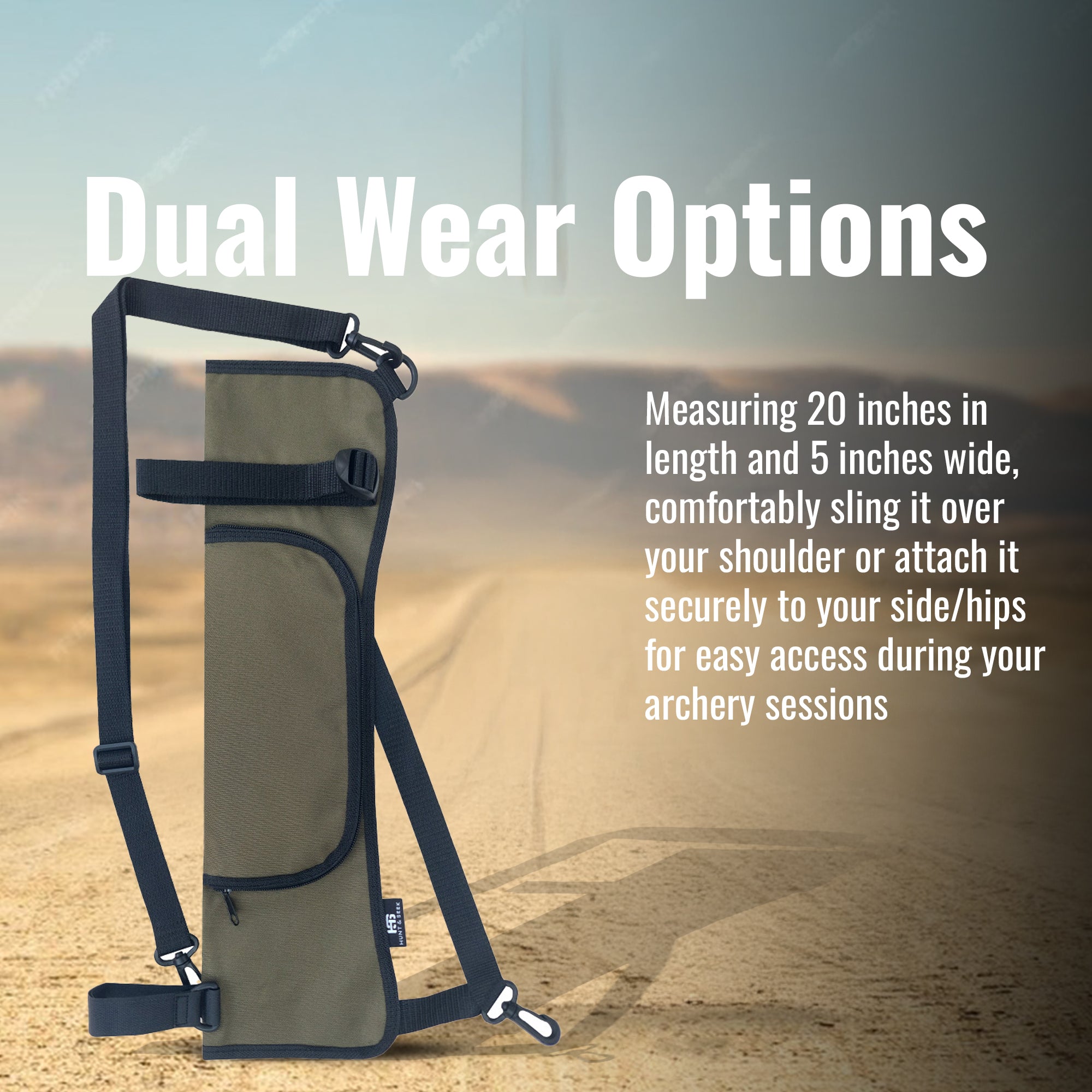 Oxford Fabric Shoulder or Side/Hip Arrow Quiver with Accessory Pocket