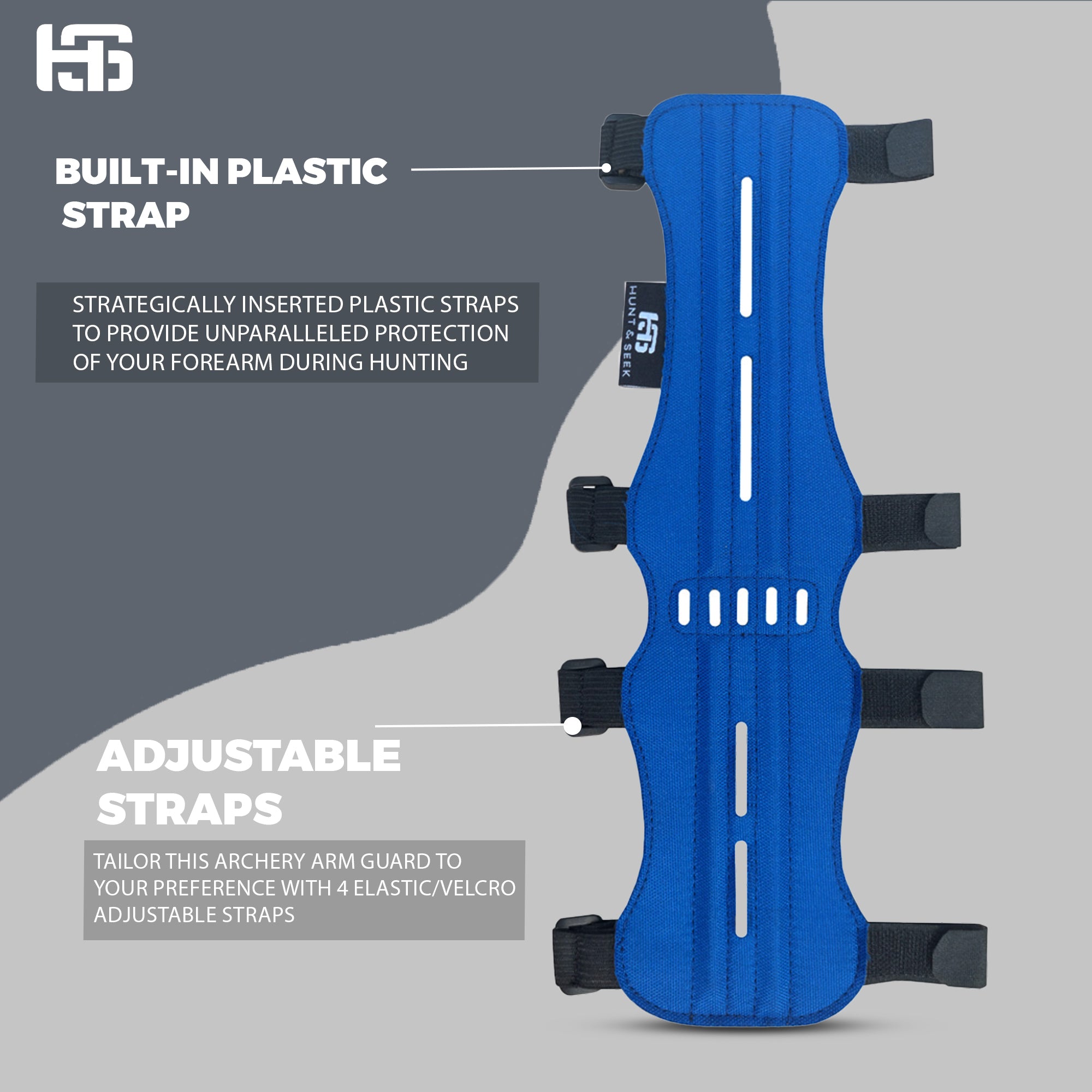 Fabric Archery Arm Guard With 4 Hook-and-Loop Adjustable Straps and Suede Leather Backing