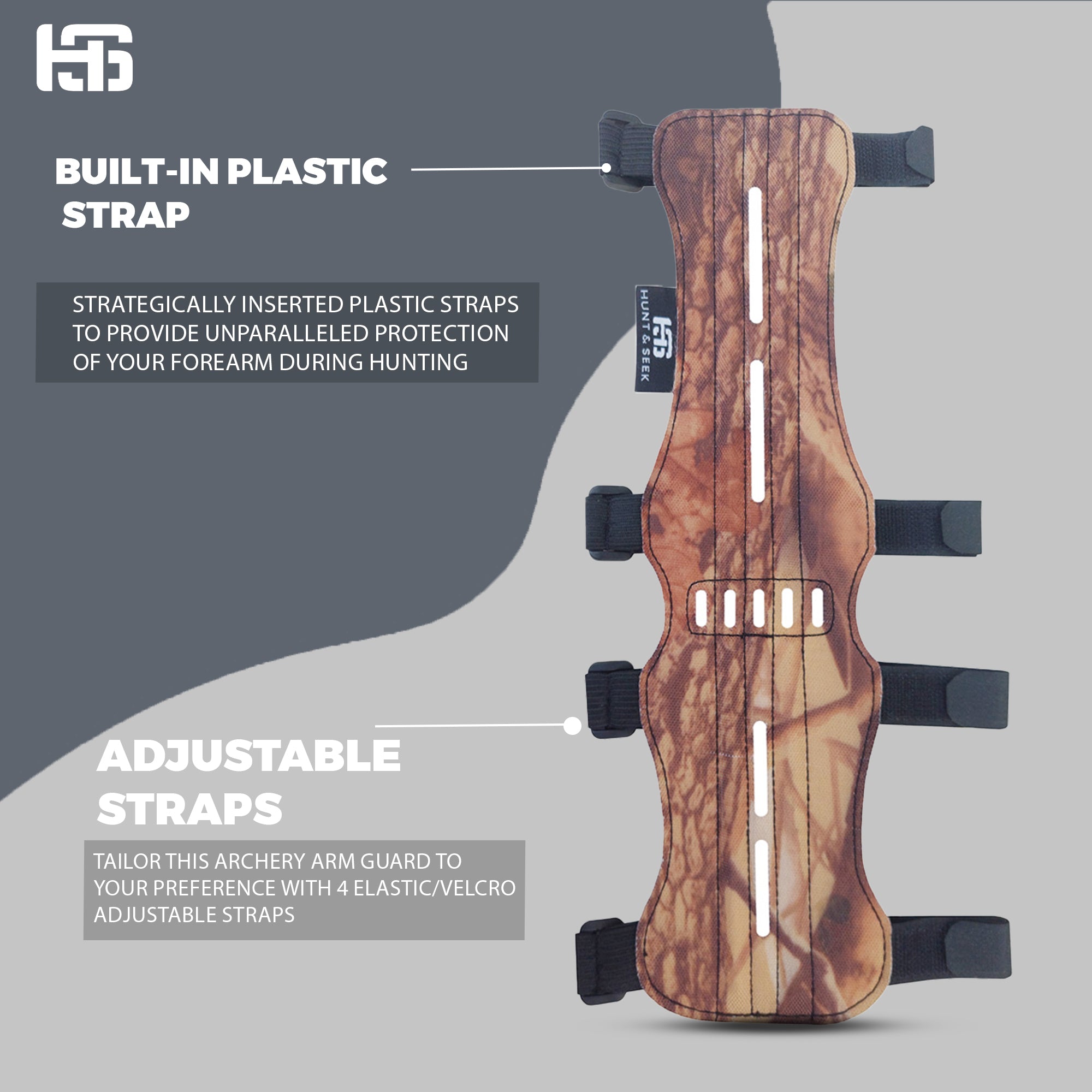 Fabric Archery Arm Guard With 4 Hook-and-Loop Adjustable Straps and Suede Leather Backing