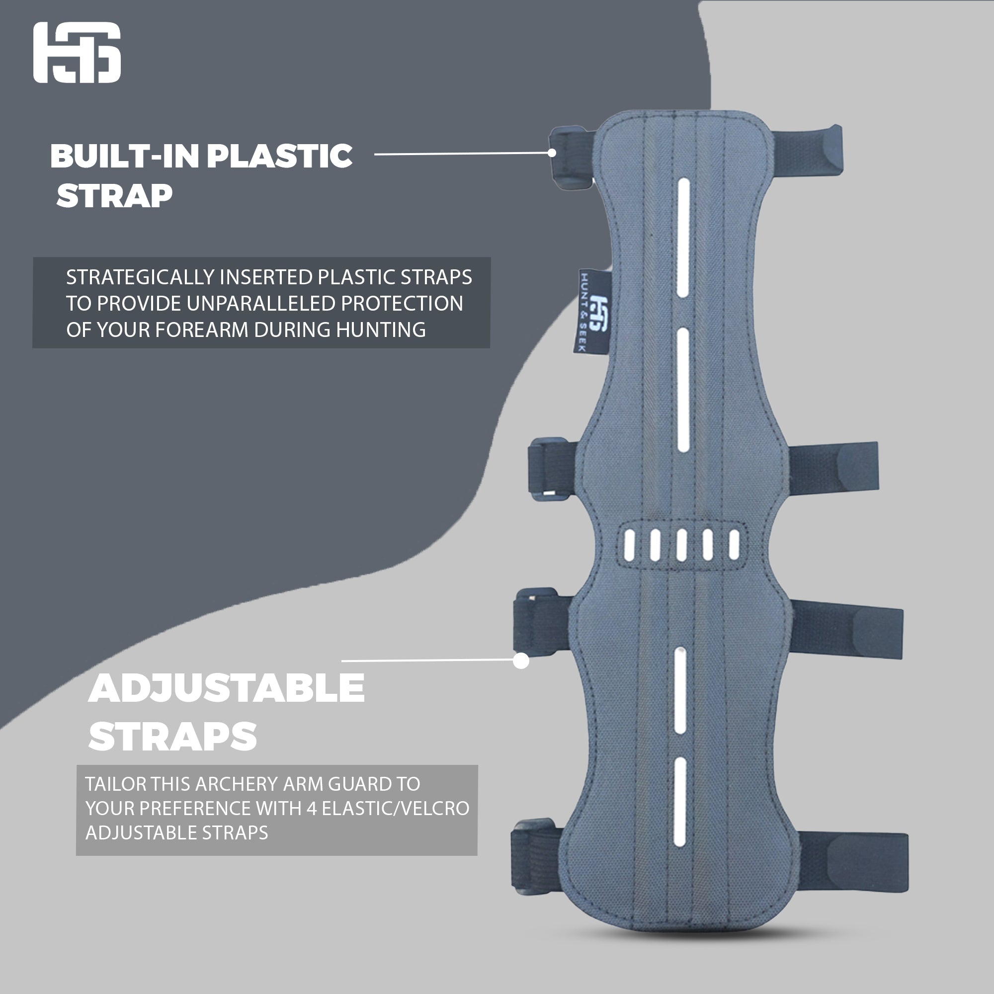 Fabric Archery Arm Guard With 4 Hook-and-Loop Adjustable Straps and Suede Leather Backing