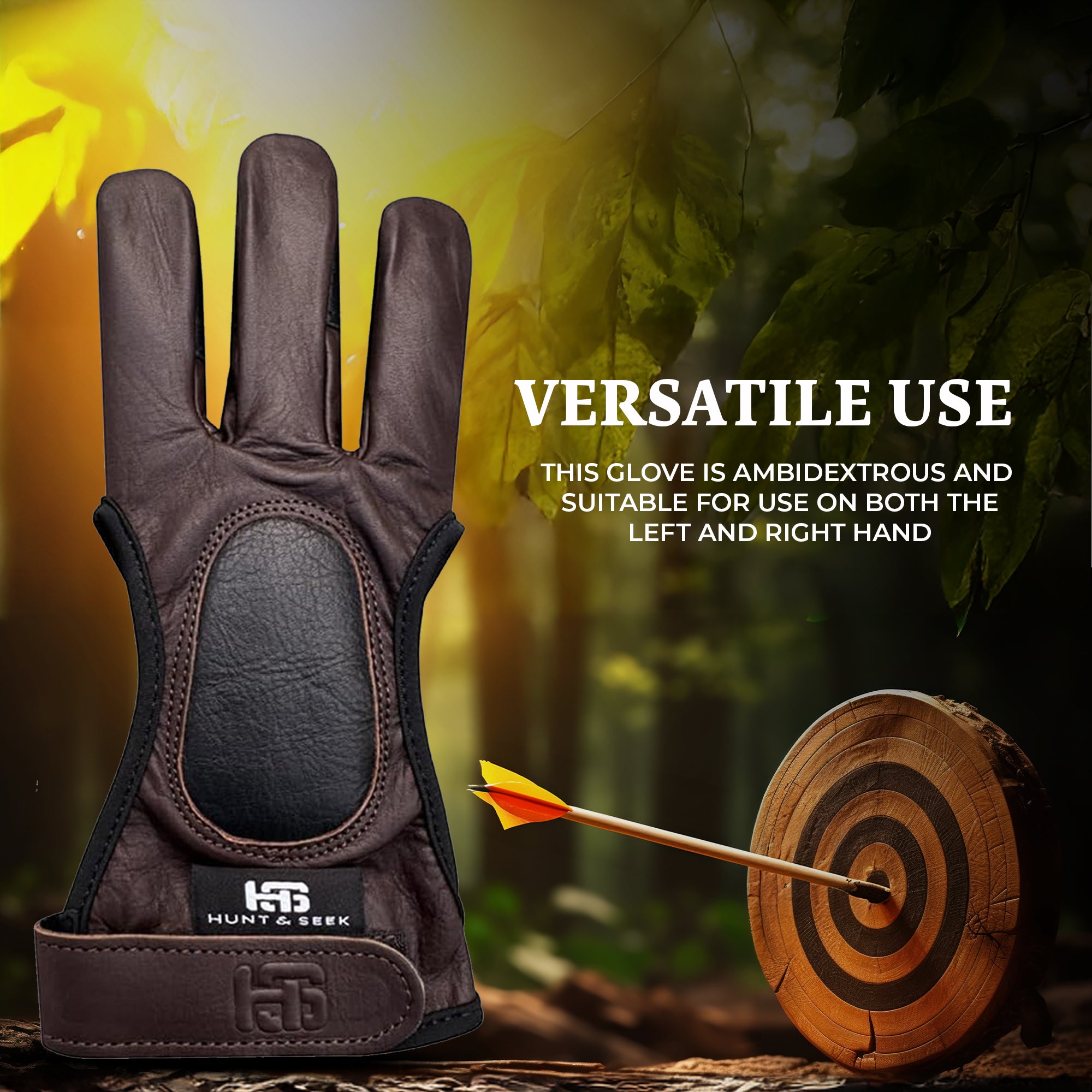 Three-Finger Cow Leather Shooting Glove for Recurve & Compound Bow