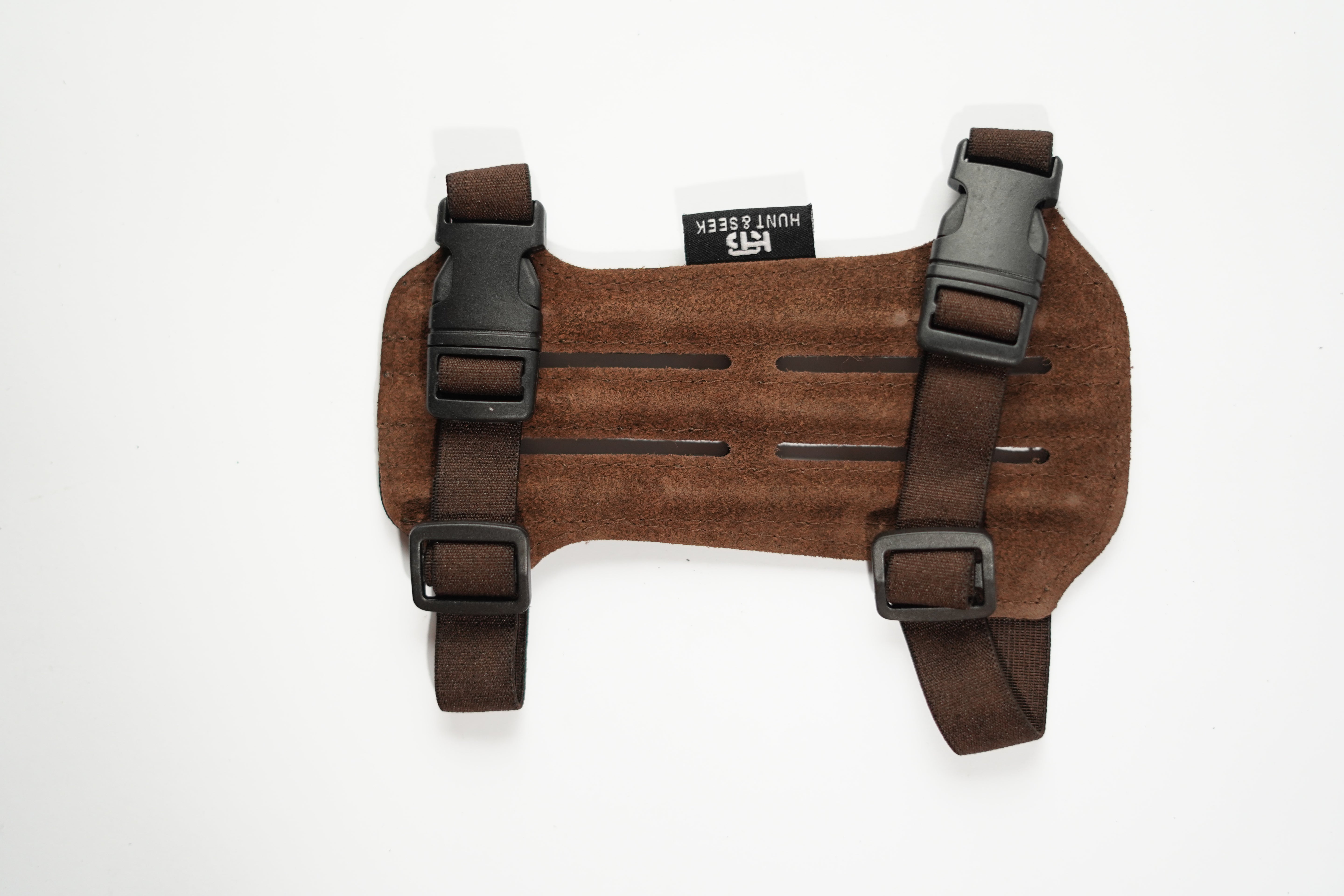 Hunt&Seek Cow Leather Archery Arm Guard – 7” Adjustable Forearm Protector with Soft Suede Leather Backing & Dual Elastic Straps – Lightweight Hunting & Bow Shooting Armguard