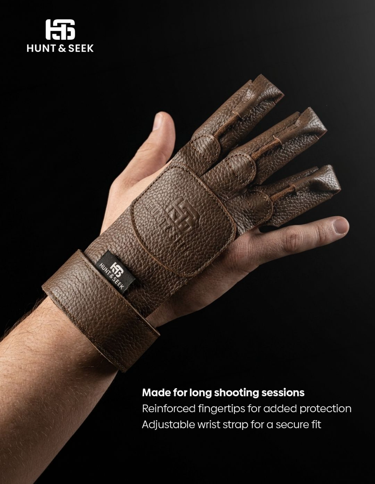 Premium Cow Leather 3-Finger Ambidextrous Archery Shooting Glove – Adjustable Wrist Strap for Recurve, Longbow & Traditional Bow Hunting