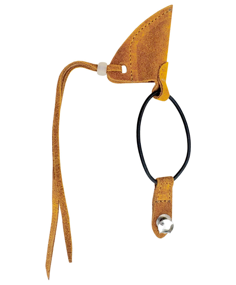 Traditional Bow String Keeper Premium Leather Archery Accessory Elastic Cord with Metal Hook for Recurve & Longbow
