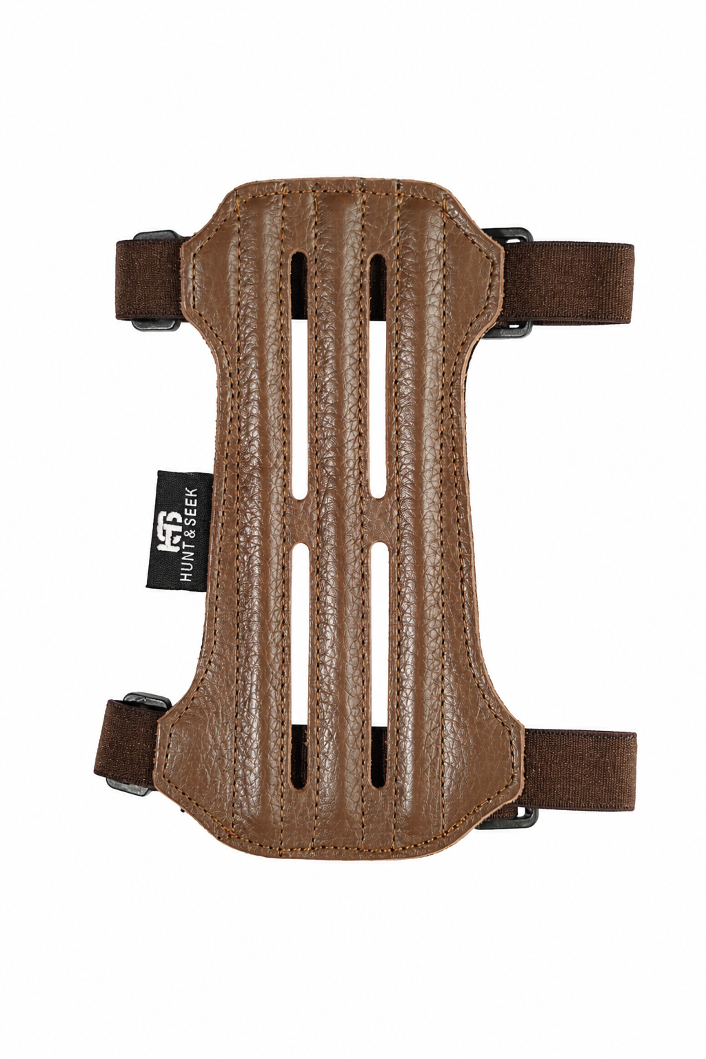 Hunt&Seek Cow Leather Archery Arm Guard – 7” Adjustable Forearm Protector with Soft Suede Leather Backing & Dual Elastic Straps – Lightweight Hunting & Bow Shooting Armguard