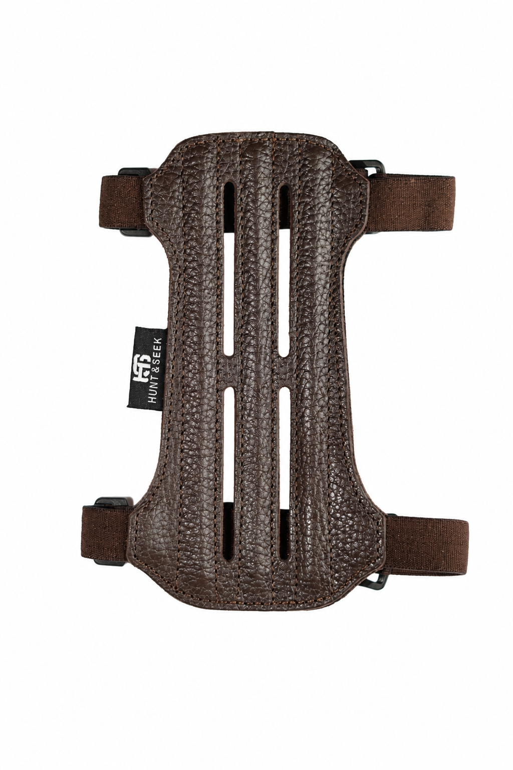 Hunt&Seek Cow Leather Archery Arm Guard – 7” Adjustable Forearm Protector with Soft Suede Leather Backing & Dual Elastic Straps – Lightweight Hunting & Bow Shooting Armguard