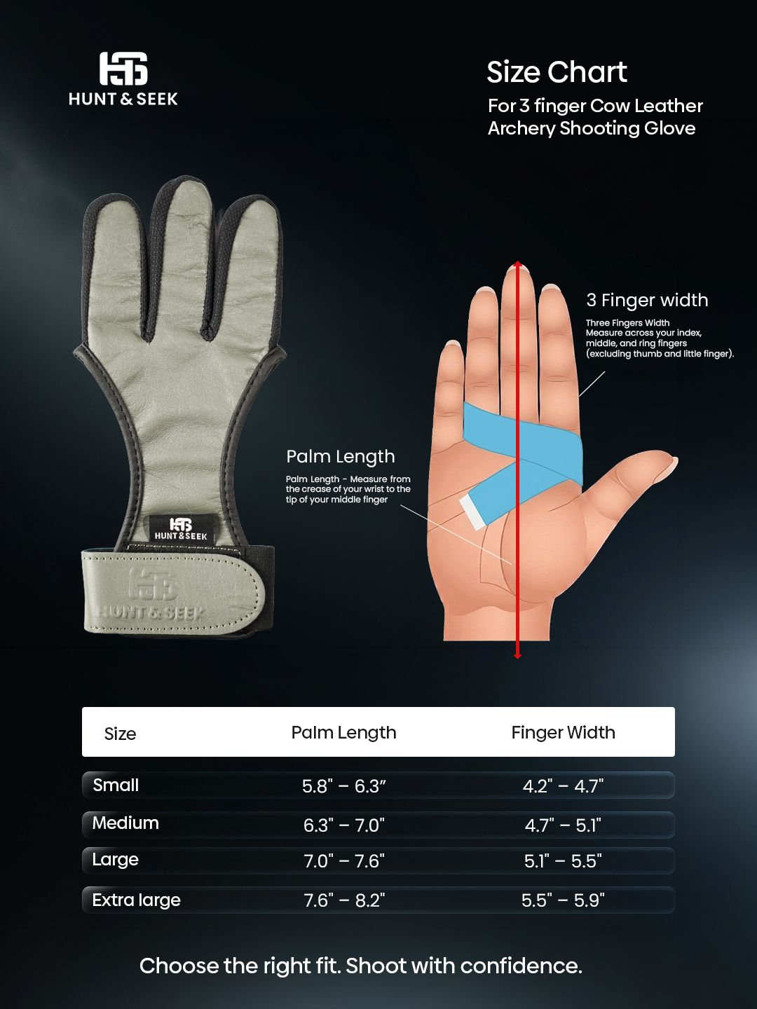 Three-Finger Cow Leather Archery Shooting Glove for Recurve & Compound Bow