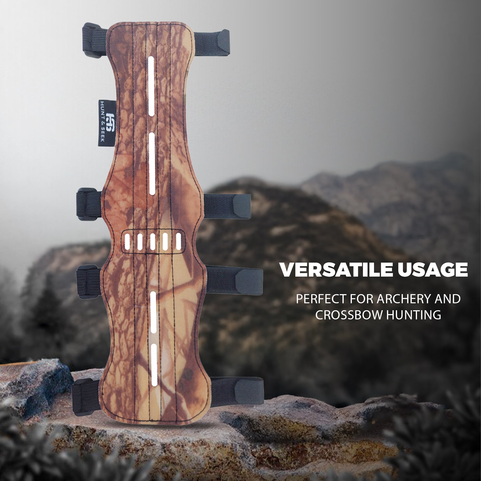 Fabric Archery Arm Guard With 4 Hook-and-Loop Adjustable Straps and Suede Leather Backing