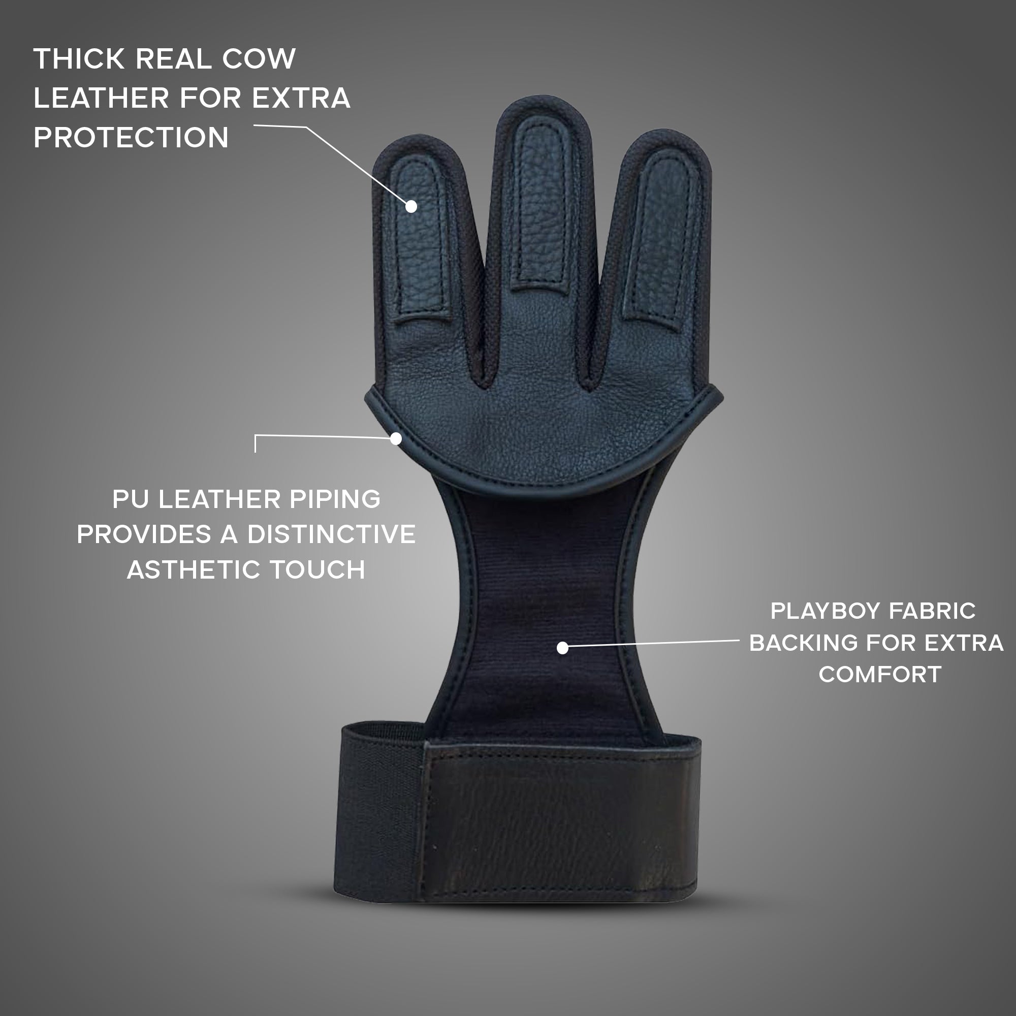 Three-Finger Cow Leather Archery Shooting Glove for Recurve & Compound Bow