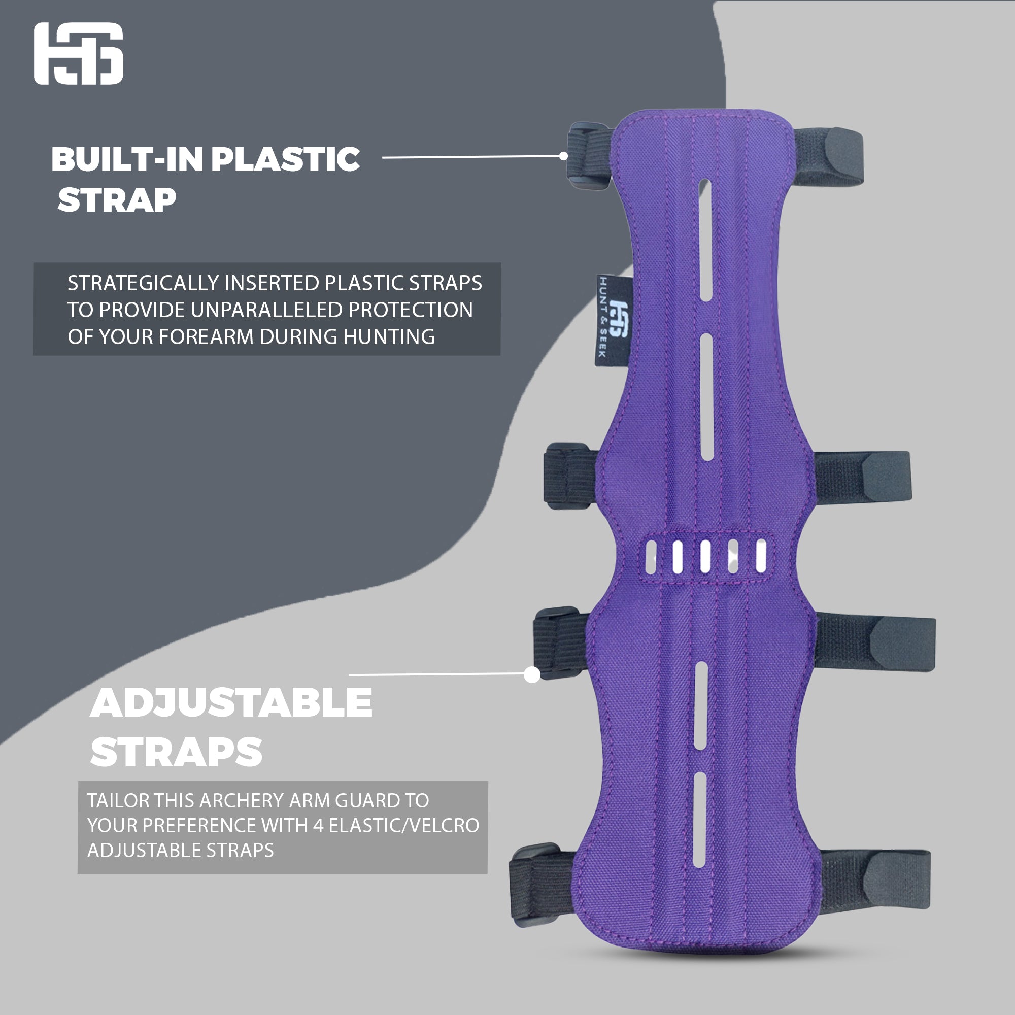 Fabric Archery Arm Guard With 4 Hook-and-Loop Adjustable Straps and Suede Leather Backing