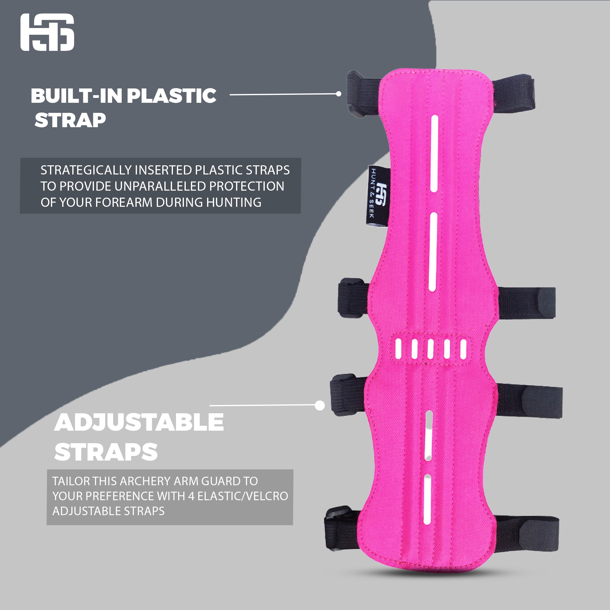 Fabric Archery Arm Guard With 4 Hook-and-Loop Adjustable Straps and Suede Leather Backing