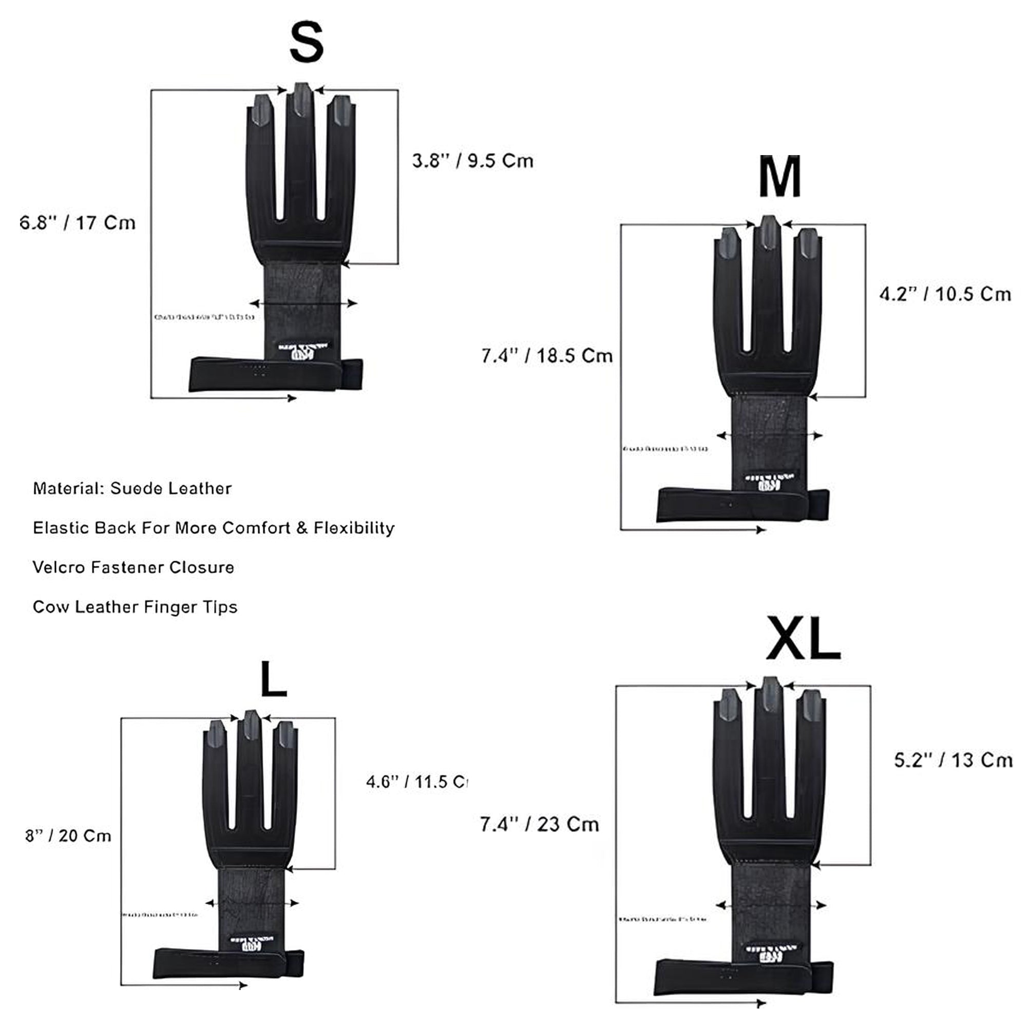 Three-Finger Premium Cow Sued Leather Shooting Glove - Unisex