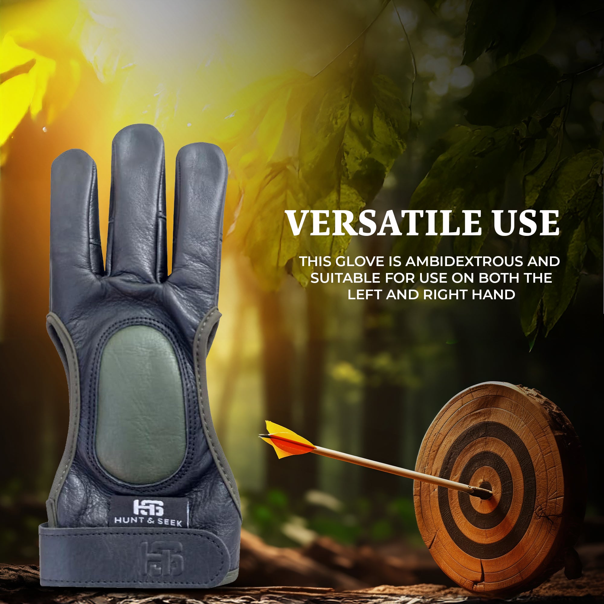 Three-Finger Cow Leather Shooting Glove for Recurve & Compound Bow