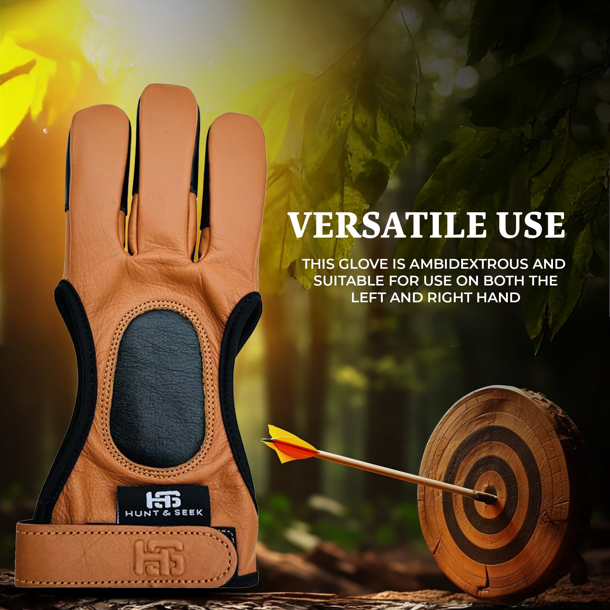 Three-Finger Cow Leather Shooting Glove for Recurve & Compound Bow