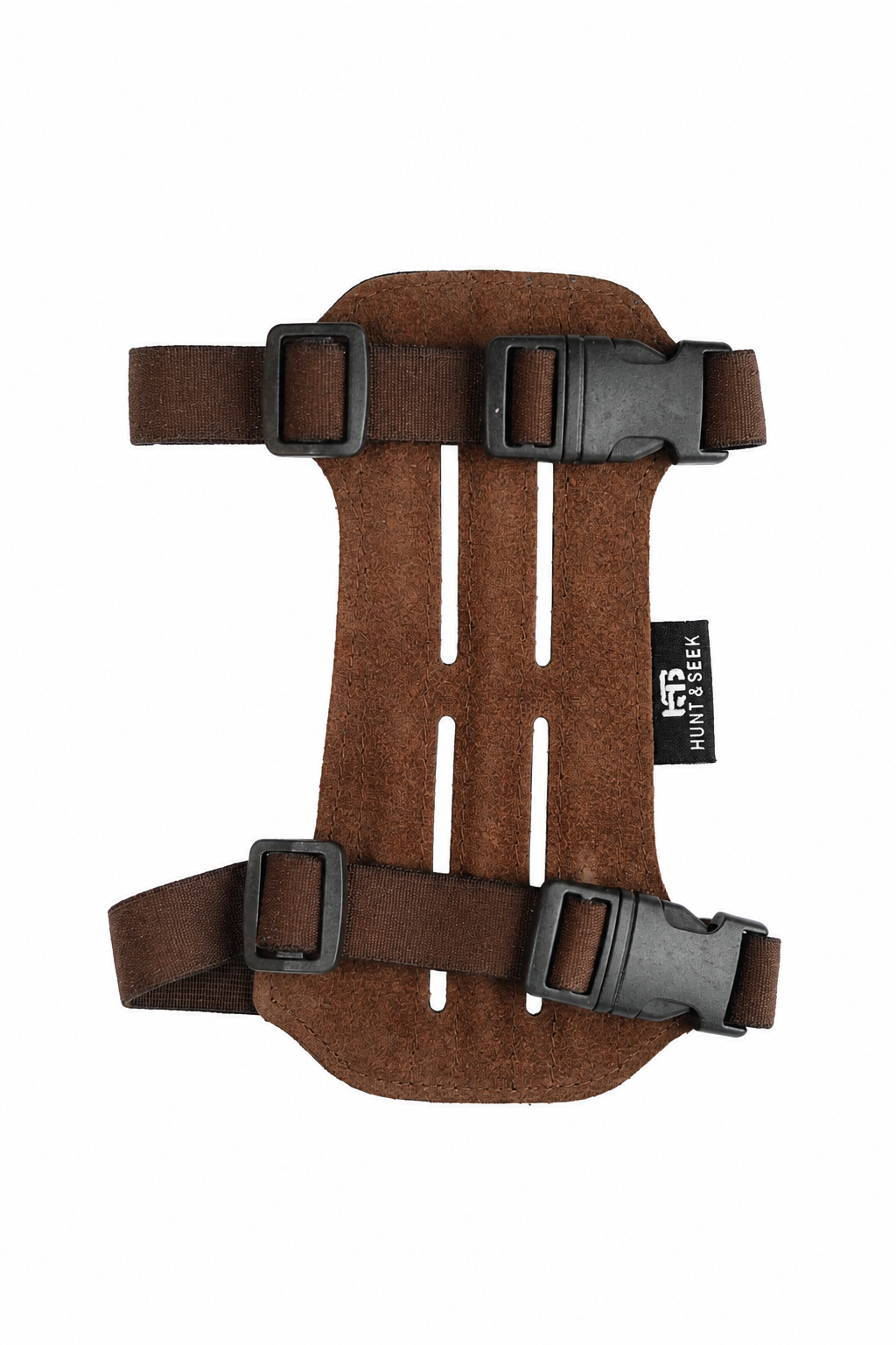 Hunt&Seek Cow Leather Archery Arm Guard – 7” Adjustable Forearm Protector with Soft Suede Leather Backing & Dual Elastic Straps – Lightweight Hunting & Bow Shooting Armguard