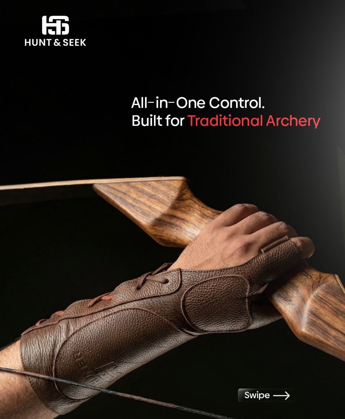 Premium Cow Leather Archery Bow Glove & Arm Guard Combo – Adjustable Lace-Up Forearm Protector with Built-In Bow Glove for Traditional Recurve and Longbow Hunting
