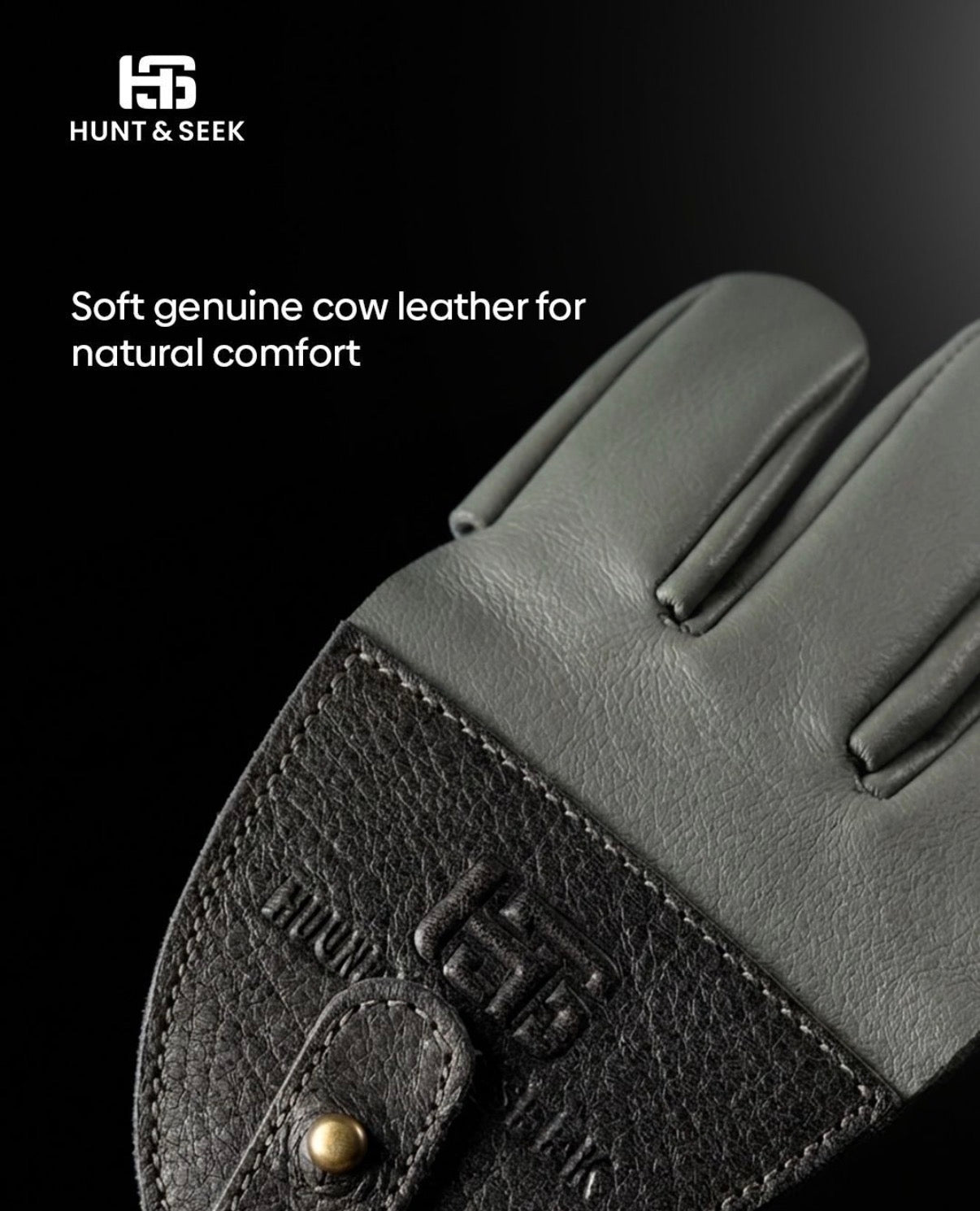 Hunt&Seek Premium Genuine Cow Leather 3-Finger Archery Shooting Glove – Adjustable Free-Size Finger Protector for Recurve Bow, Longbow, Traditional Archery & Hunting