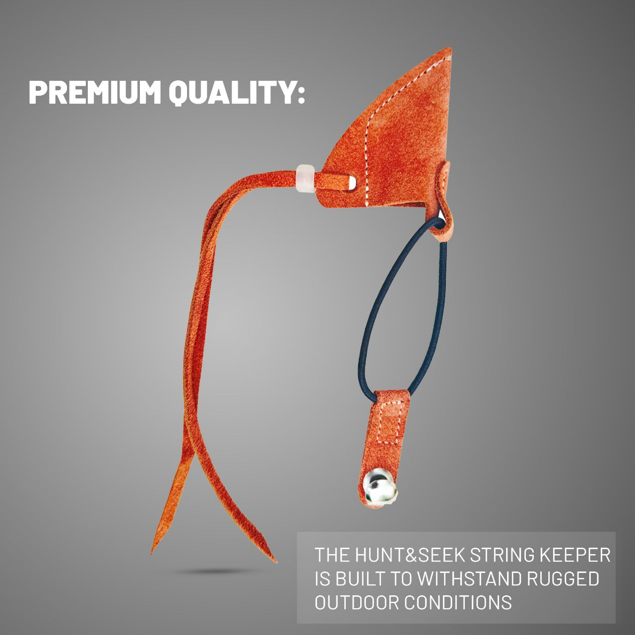 Traditional Bow String Keeper Premium Leather Archery Accessory Elastic Cord with Metal Hook for Recurve & Longbow